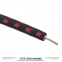 7mm Cotton Braided HT Ignition Lead - Black/Red