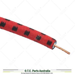 7mm Cotton Braided HT Ignition Lead - Red/Black