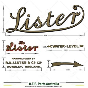 Lister Stationary Engine Water Slide Transfer Set (Decals)