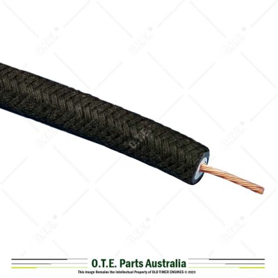 7mm Cotton Braided HT Ignition Lead - Black