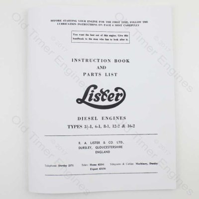 Lister CS Instruction Manual & Parts List (Reprint)